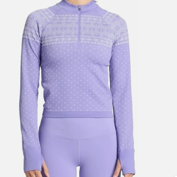 DSG Tops - DSG Women purple white longsleeves quarter zip Size M sweater NWT